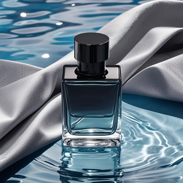 blue glass perfume bottle
